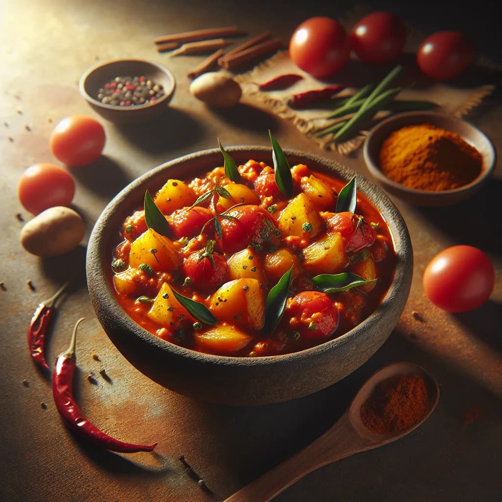 Spicy Potato and Tomato Curry