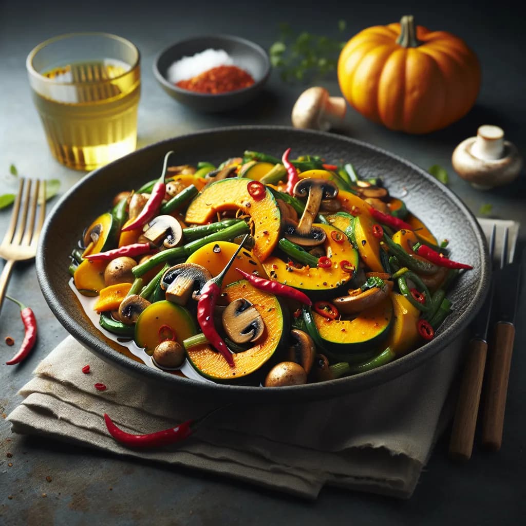 Spicy Pumpkin and Mushroom Stir-Fry
