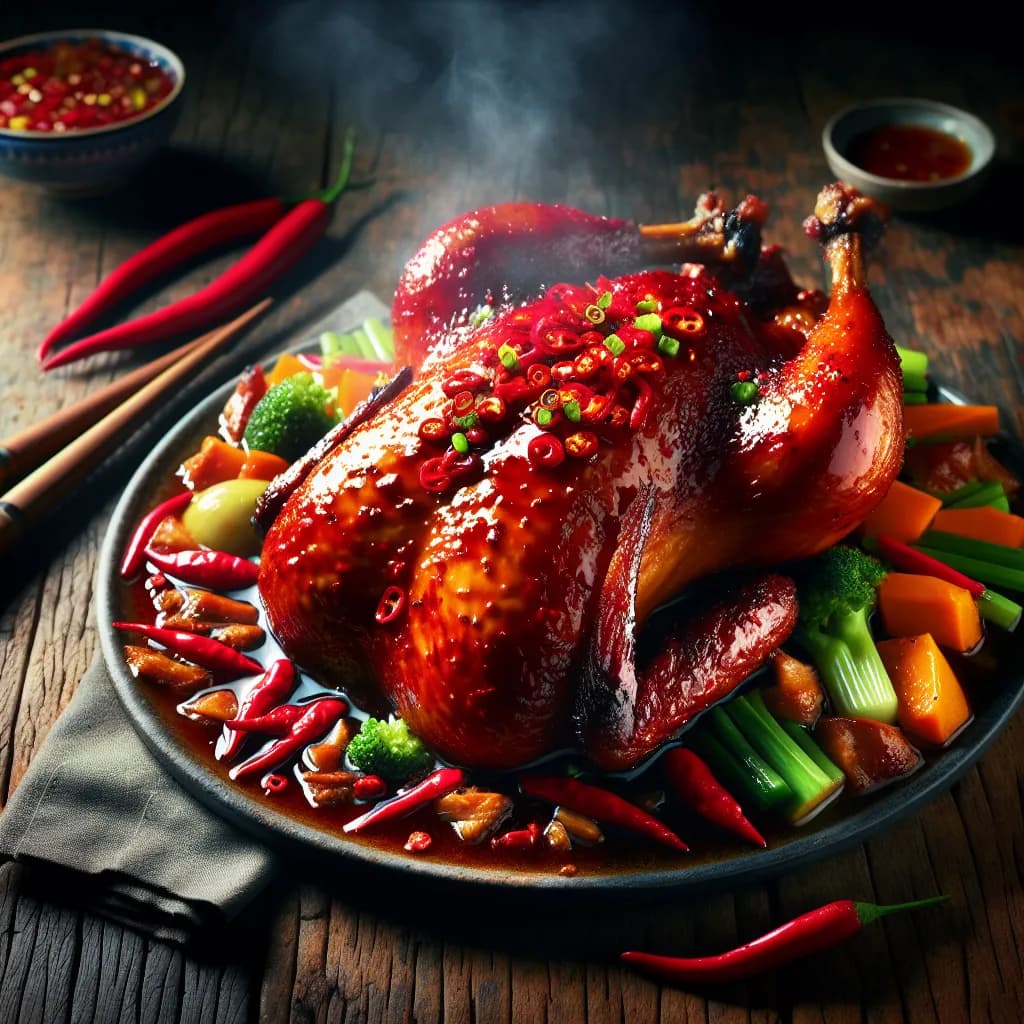 Spicy Roasted Duck with Chili Glaze
