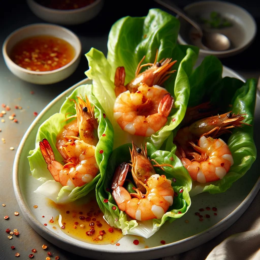 Spicy Shrimp Lettuce Wraps