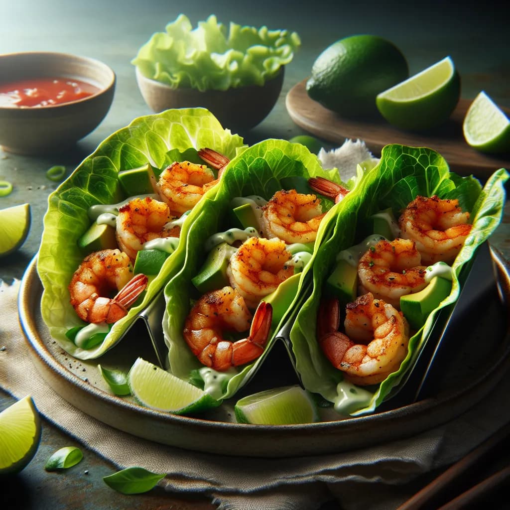 Spicy Shrimp Tacos with Lettuce Wraps