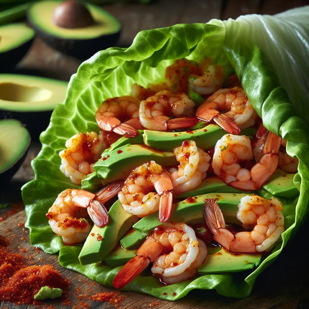 Spicy Shrimp and Avocado Lettuce Wraps