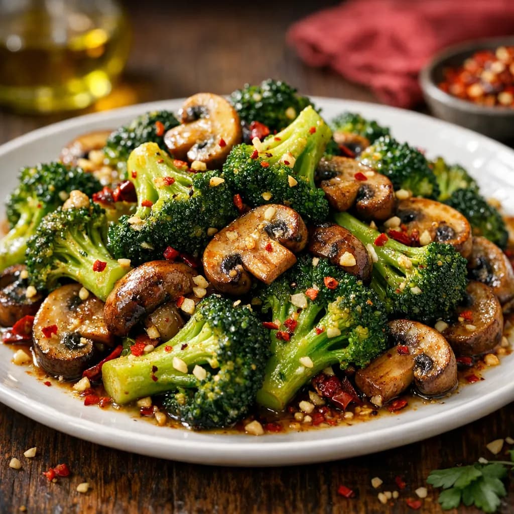 Spicy Sicilian Broccoli and Mushroom Stir-Fry