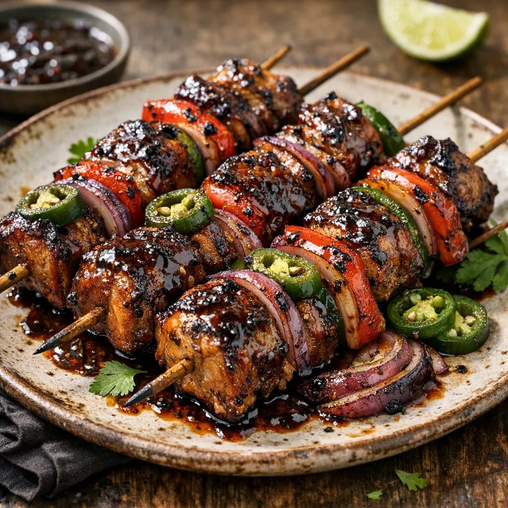 Spicy Sicilian Tex-Mex Rib Skewers with Truff MeKa-Q Glaze