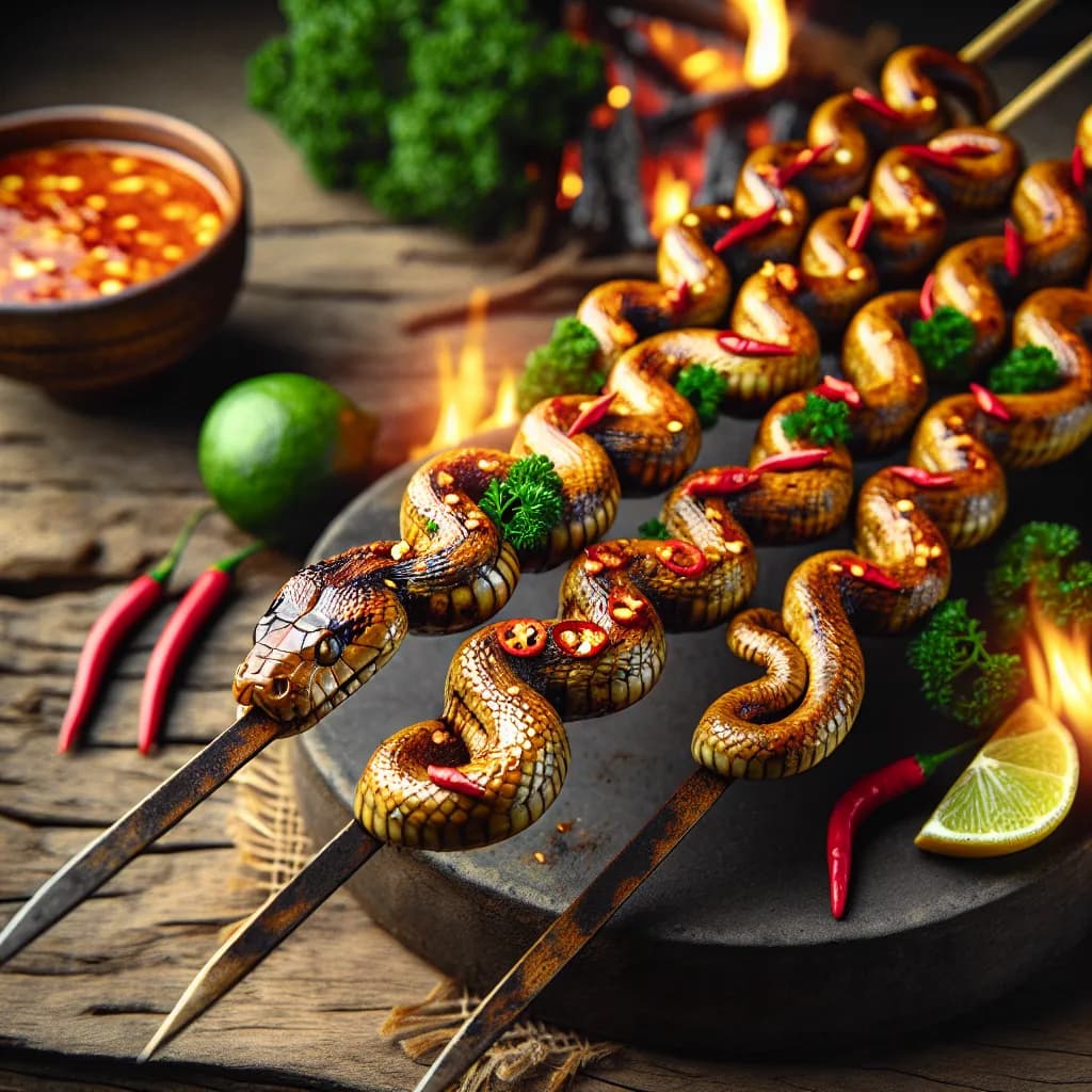 Spicy Snake Skewers