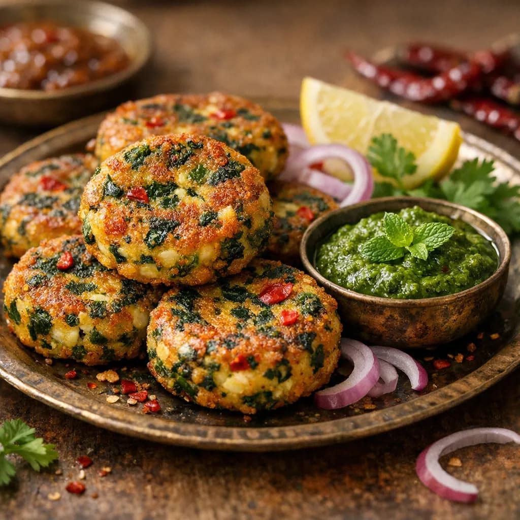 Spicy Spinach Aloo Paneer Tikki