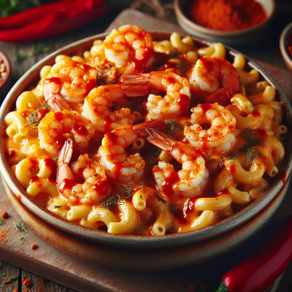 Spicy Sriracha Shrimp Mac and Cheese