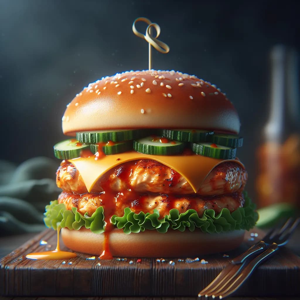 Spicy Sweet Chicken Burger with Cheese