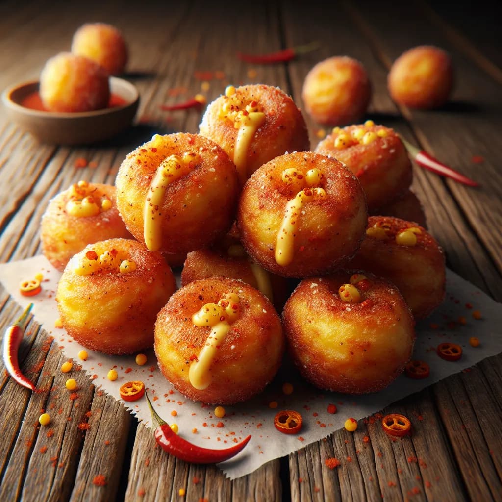 Spicy Takoyaki Cheese Donut Bites