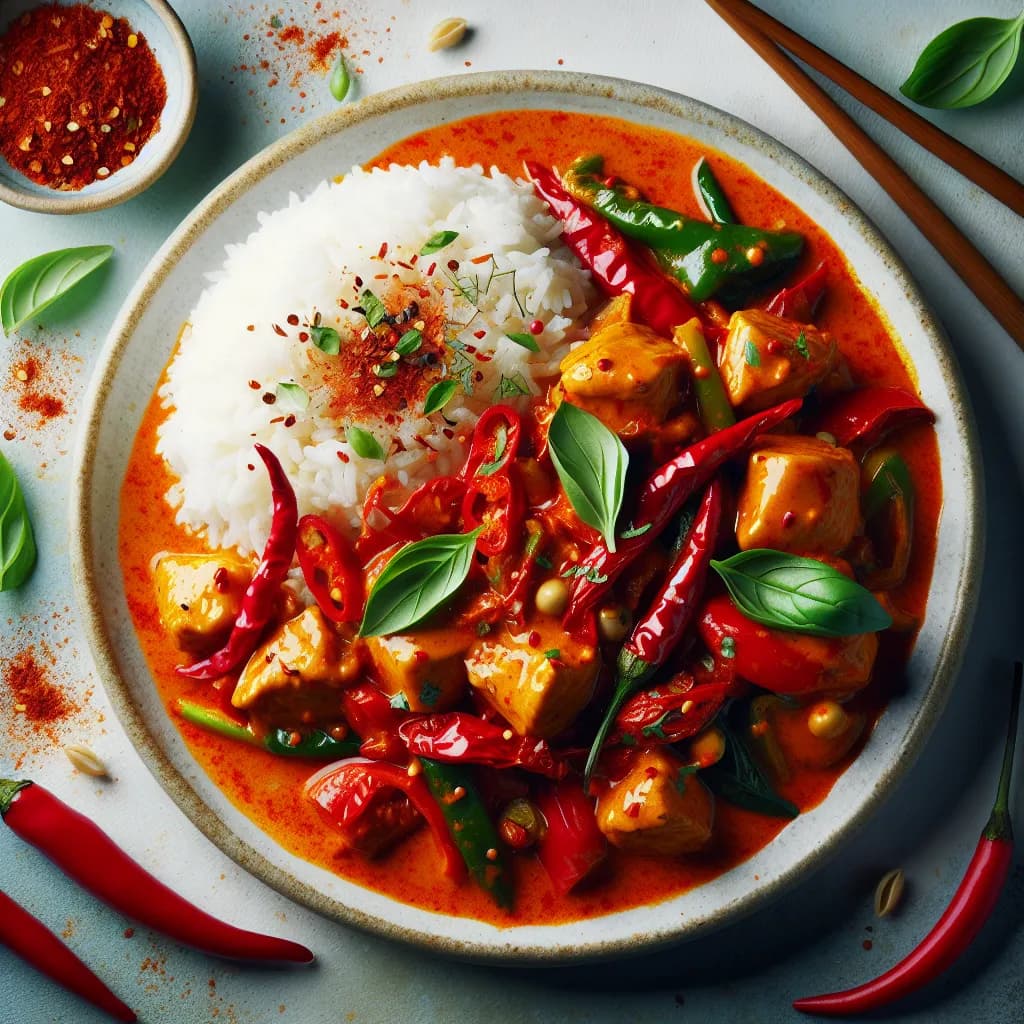 Spicy Thai Red Curry Chicken Rice