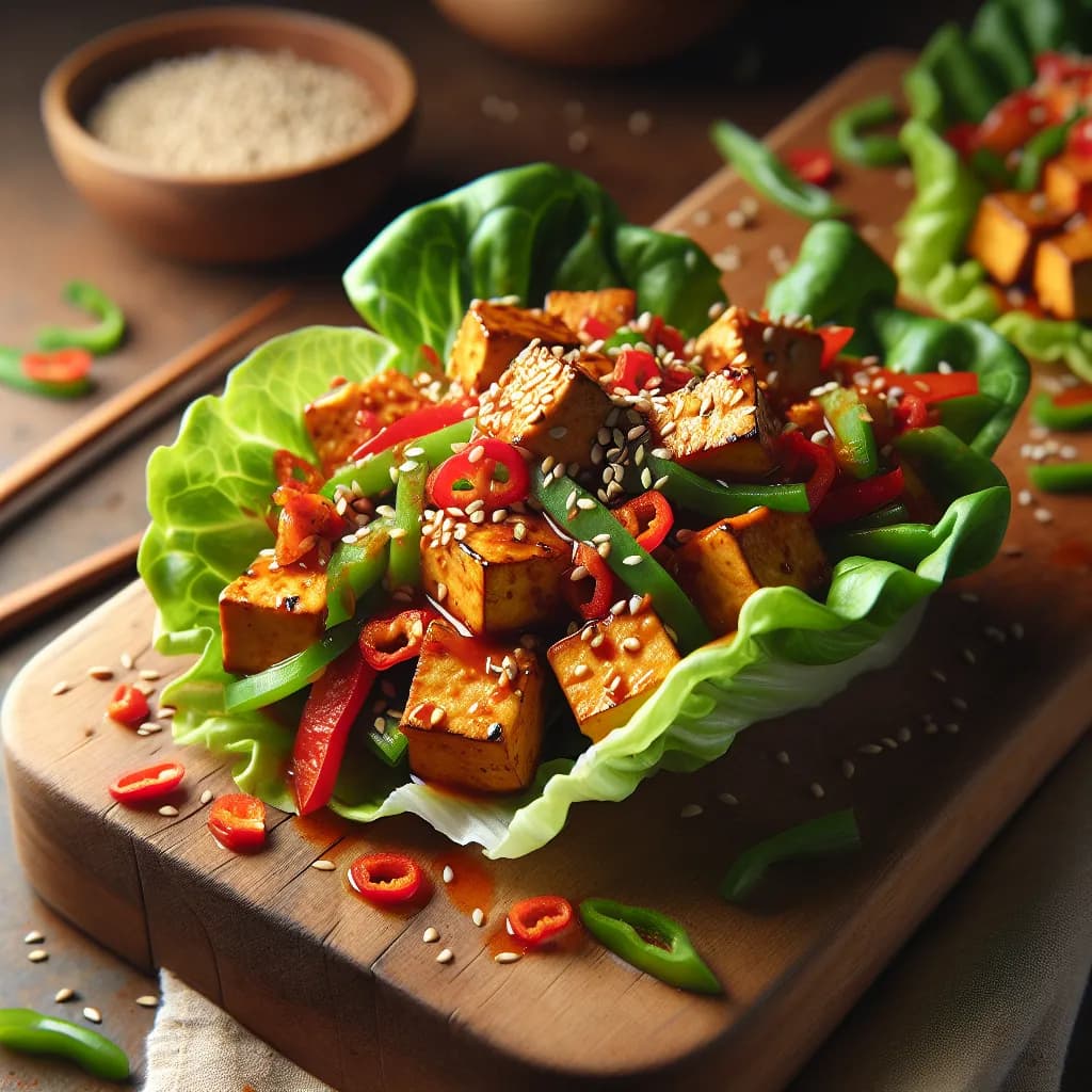 Spicy Tofu Lettuce Wraps