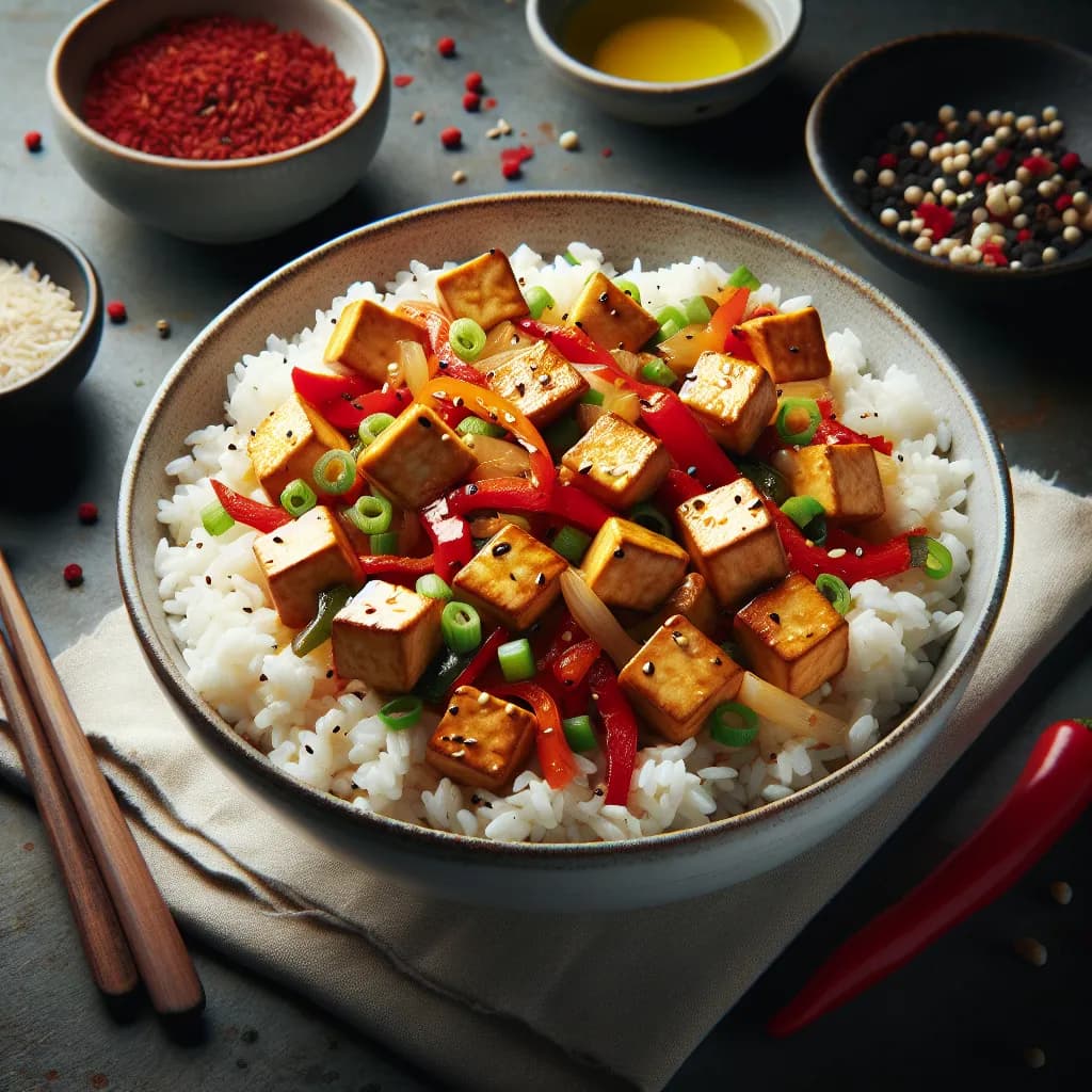 Spicy Tofu Stir-Fry with Rice