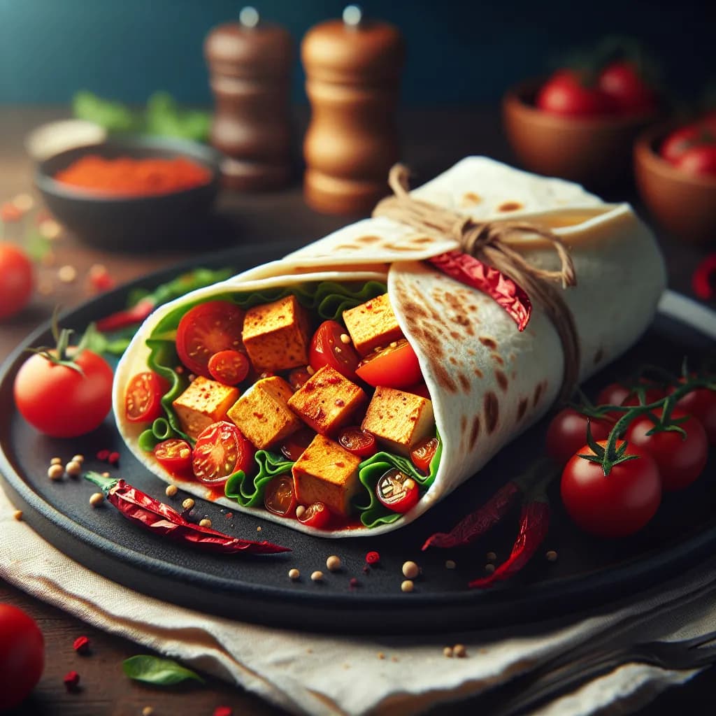 Spicy Tofu and Tomato Wrap