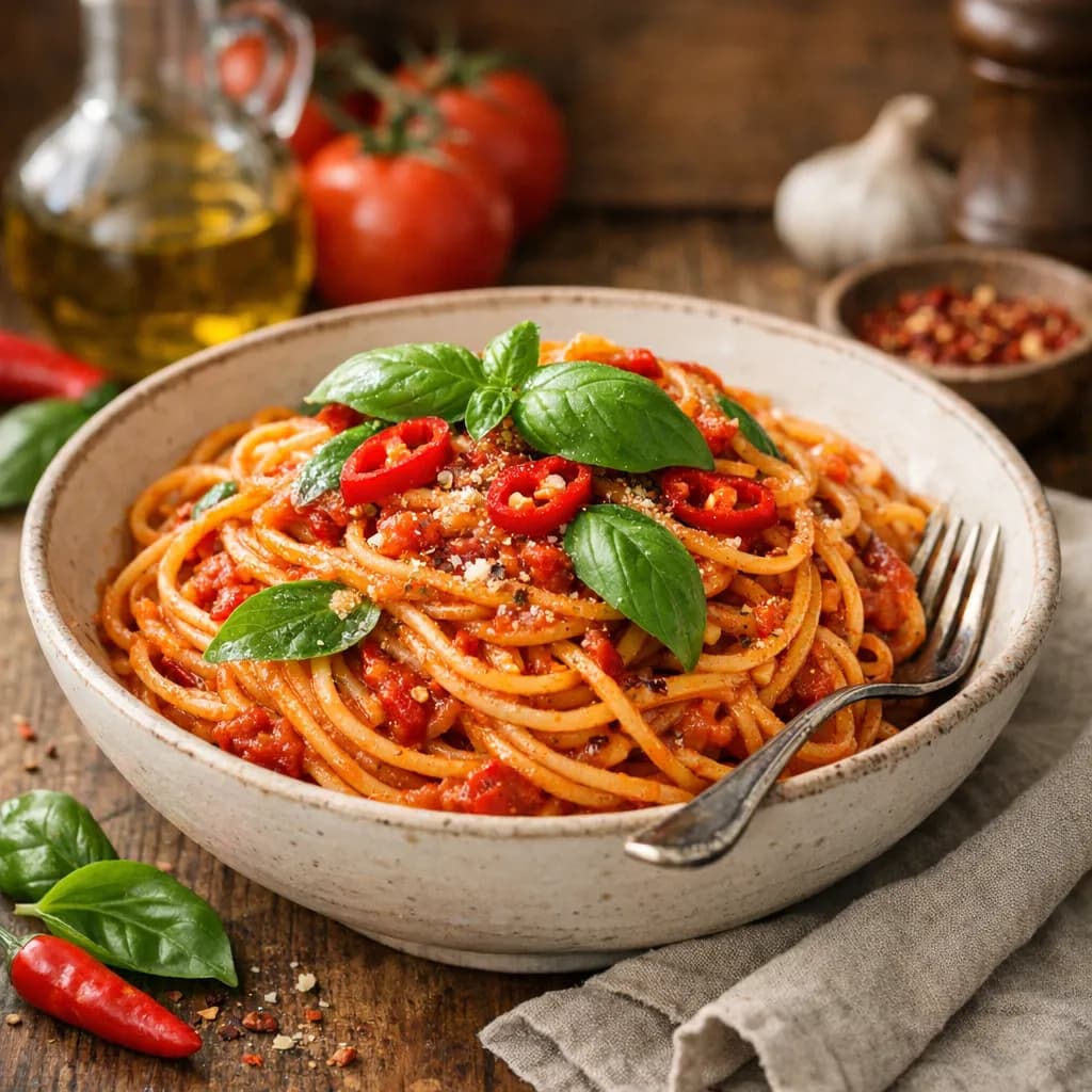 Spicy Tomato Basil One Pot Pasta