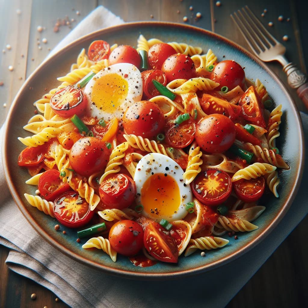 Spicy Tomato Egg Stir-Fry with Pasta
