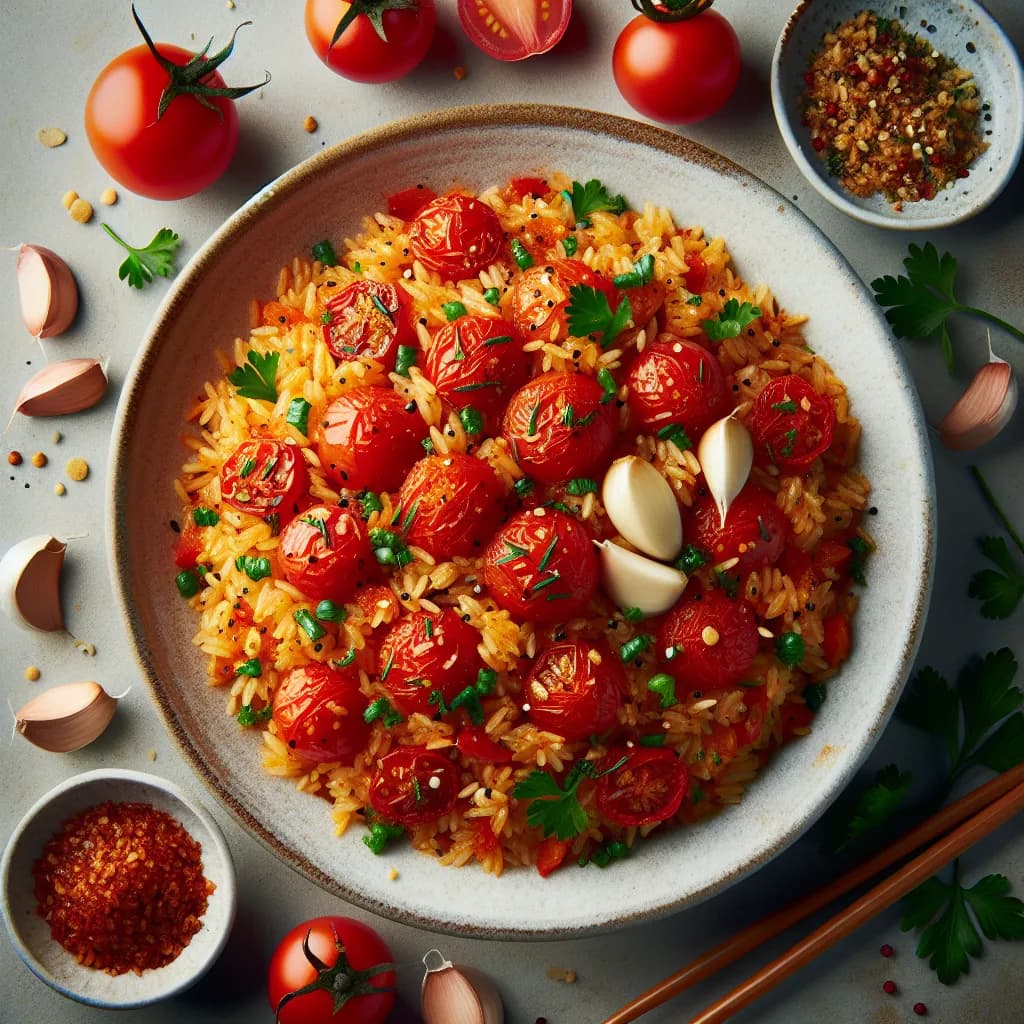 Spicy Tomato Garlic Fried Rice
