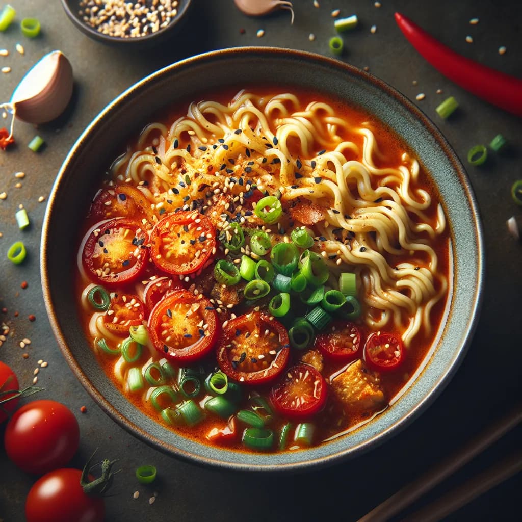 Spicy Tomato Garlic Ramen