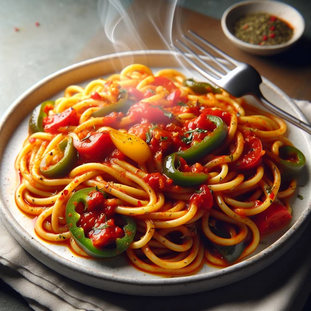 Spicy Tomato and Capsicum Noodles