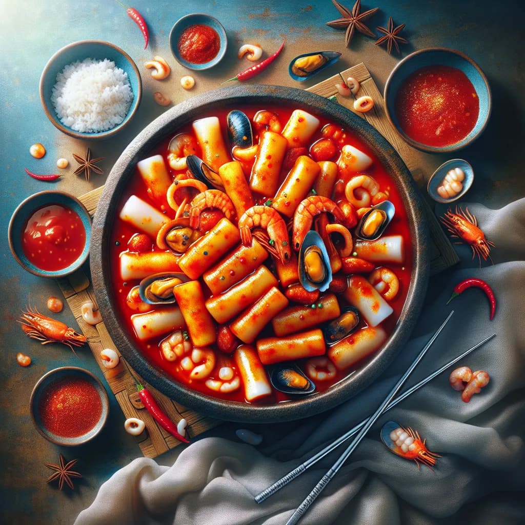 Spicy Tteokbokki with Seafood