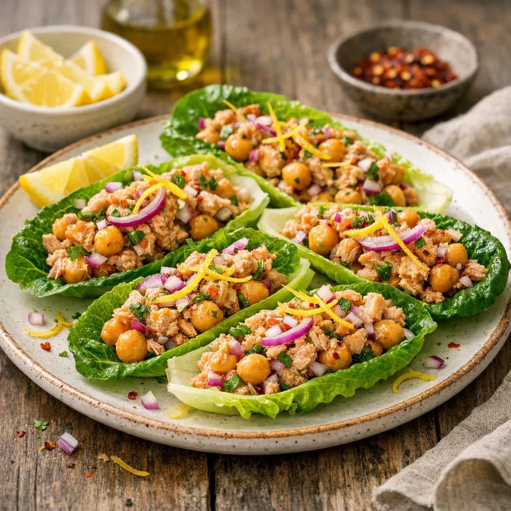 Spicy Tuna & Chickpea Salad Boats