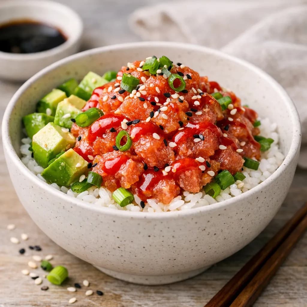 Spicy Tuna Avocado Rice Bowl