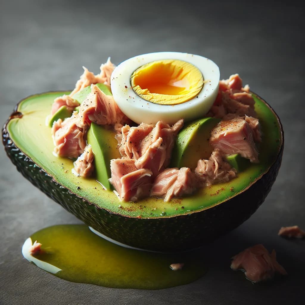 Spicy Tuna Egg Stuffed Avocados