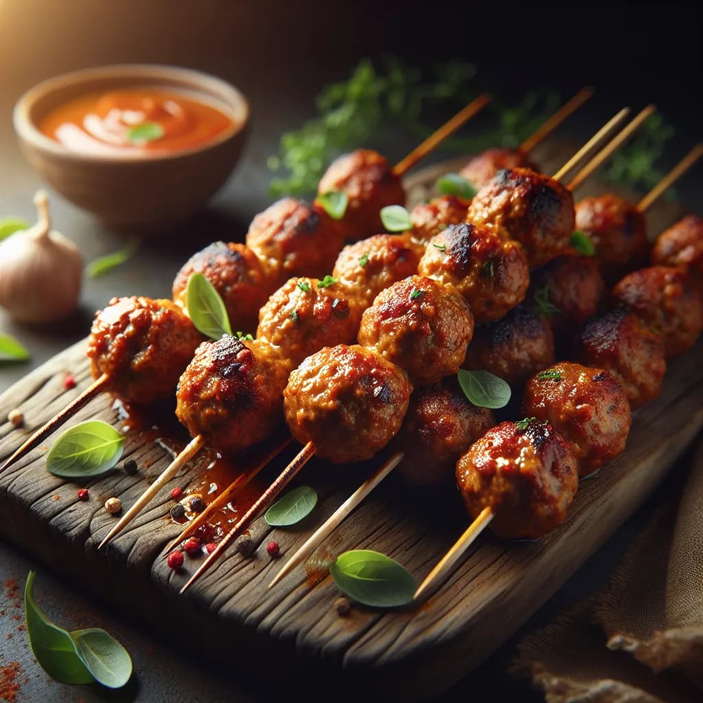 Spicy Turkey Meatball Skewers