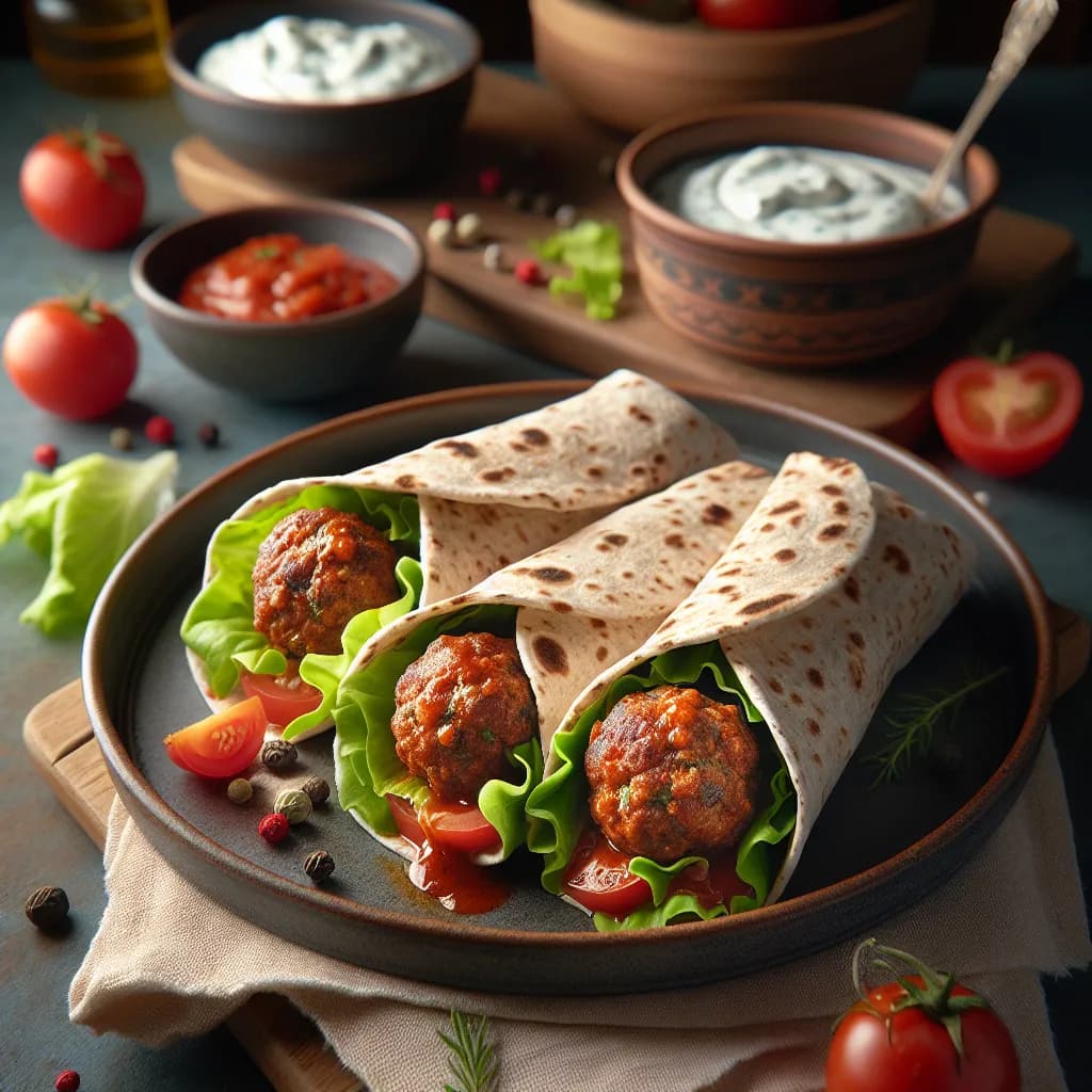Spicy Turkey Meatball Wraps