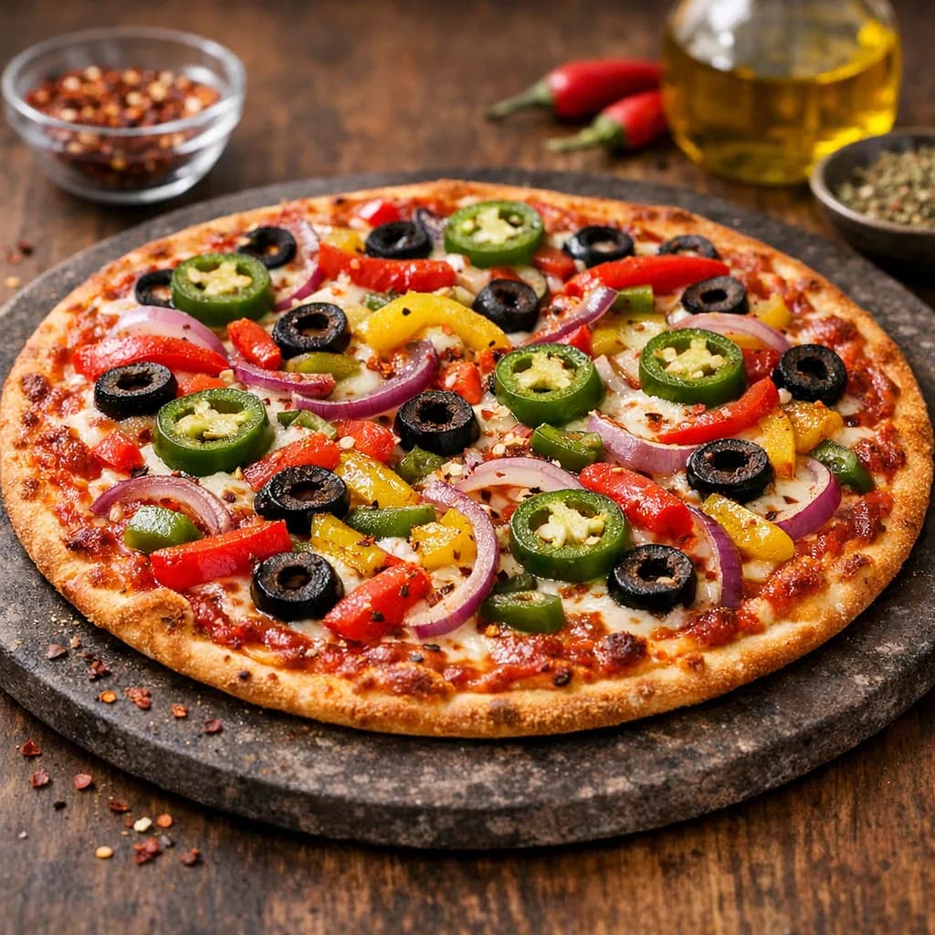 Spicy Veggie Thin Crust Pizza