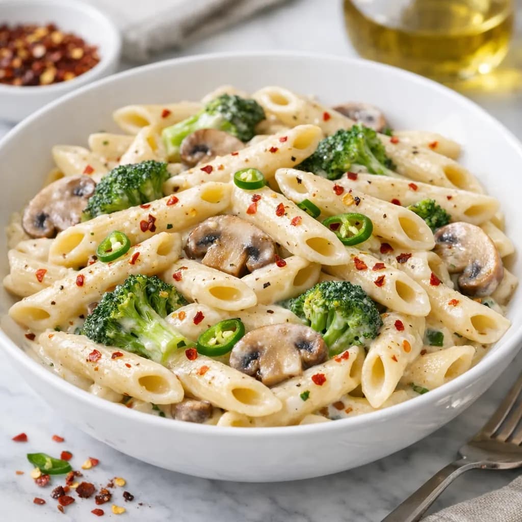 Spicy White Sauce Penne without Garlic