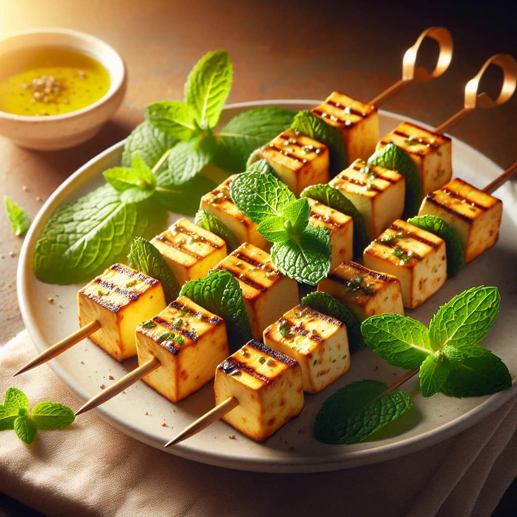 Spiedini di tofu e menta