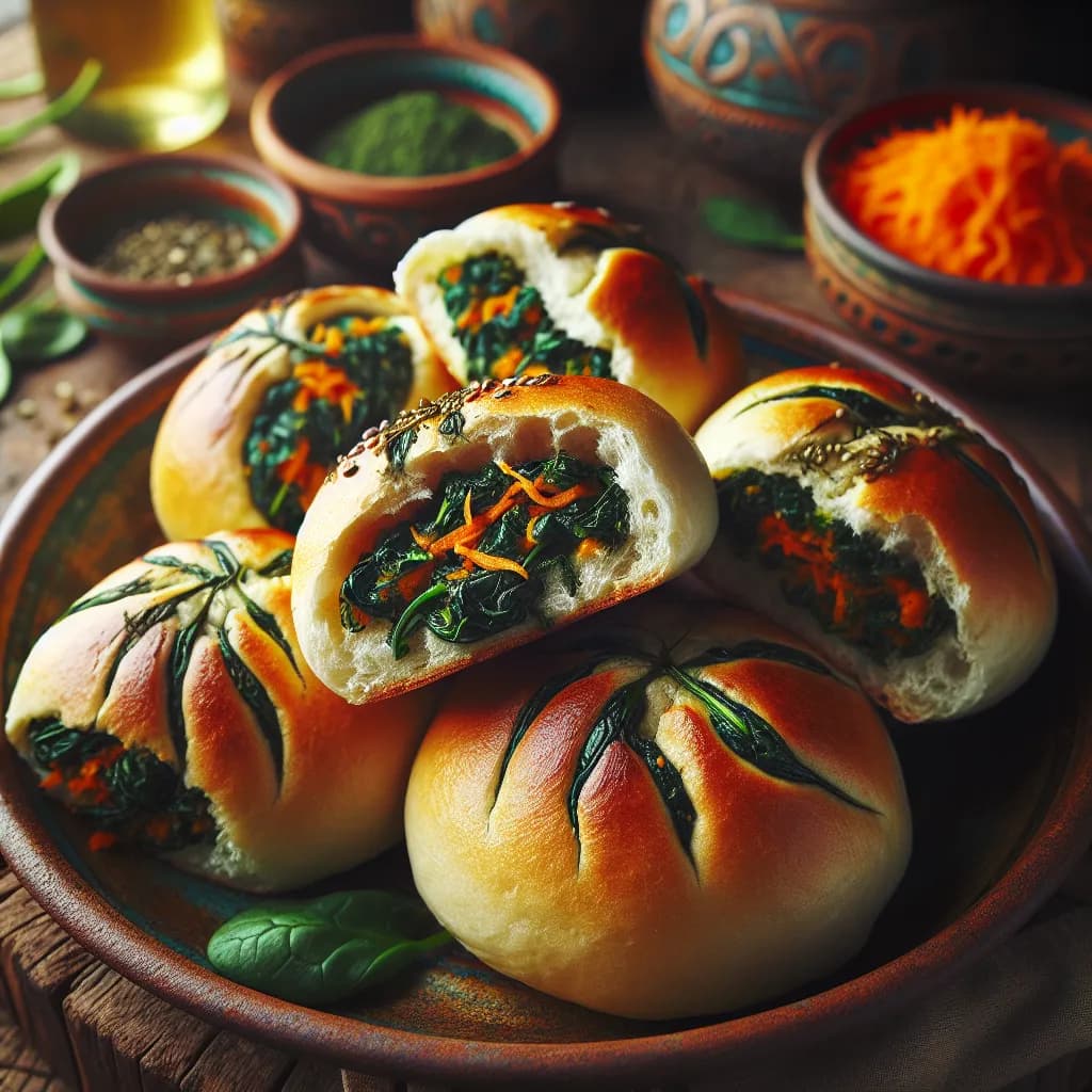 Spinach and Carrot Buns