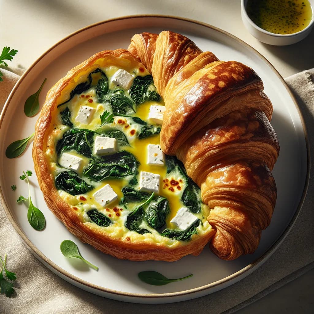 Spinach and Feta Omelette Croissant