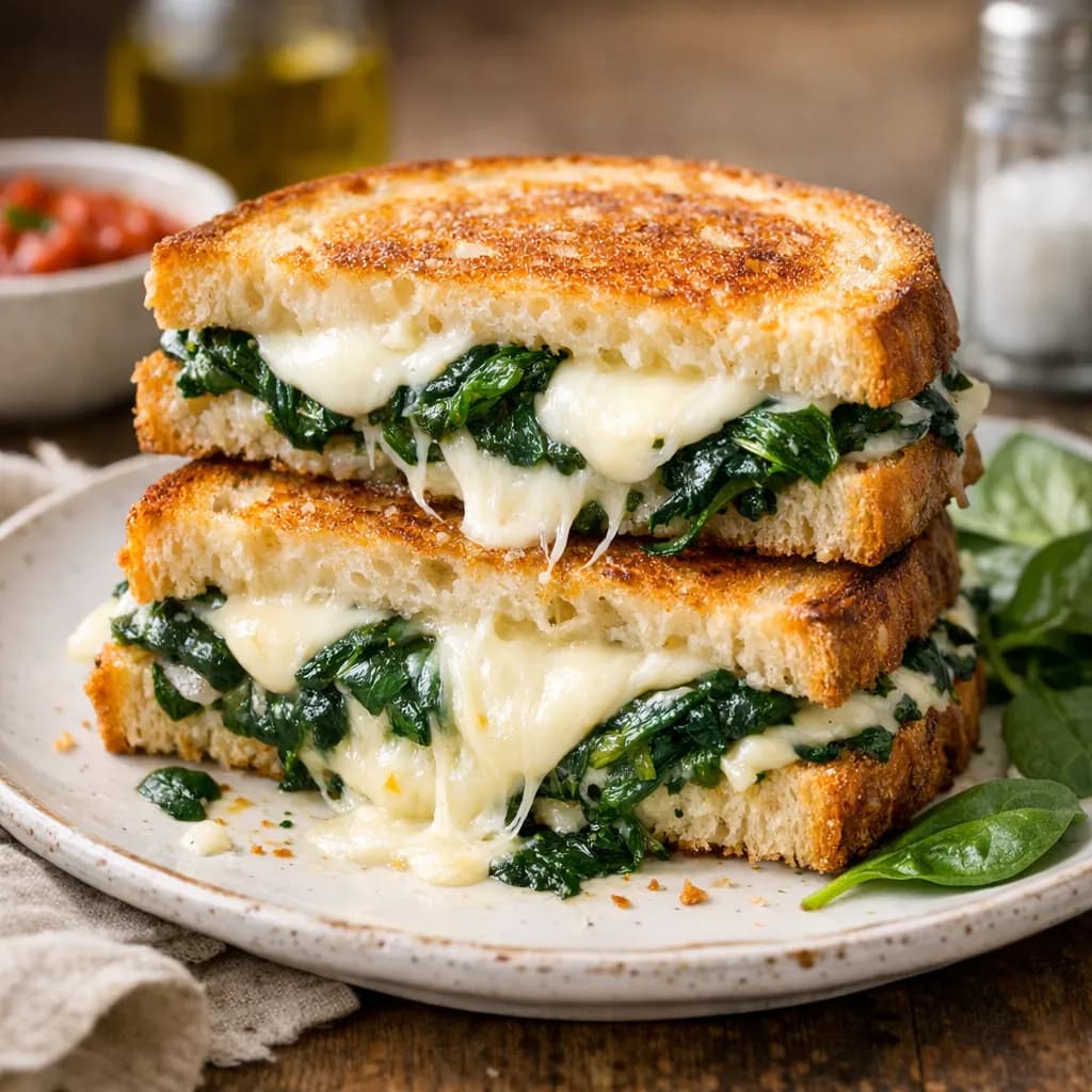 Spinach and Mozzarella Grilled Cheese