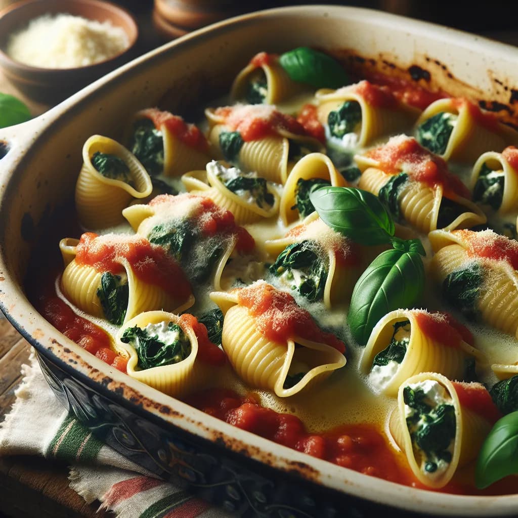 Spinach and Ricotta Stuffed Pasta Shells