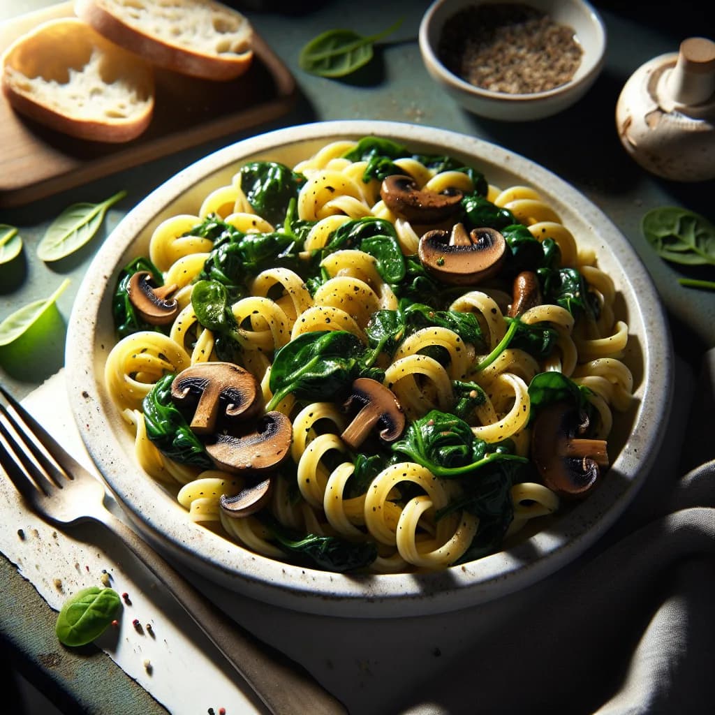 Spinat-Pilz-Pasta