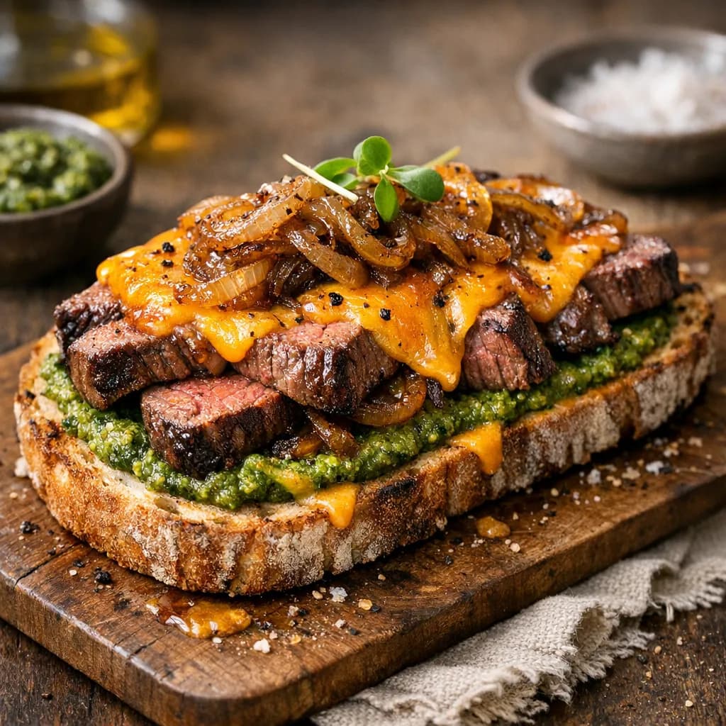 Steak & Pesto Open Sandwich