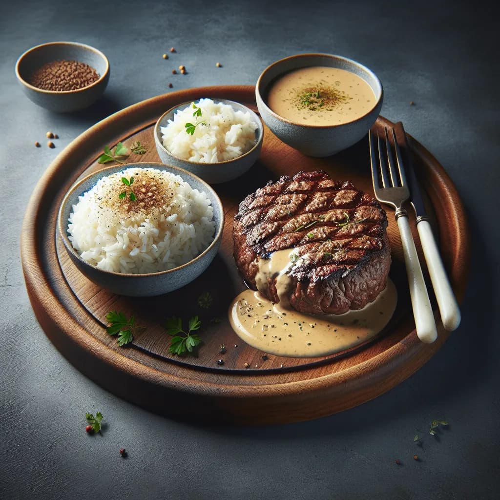 Steak Haché au Four avec Riz