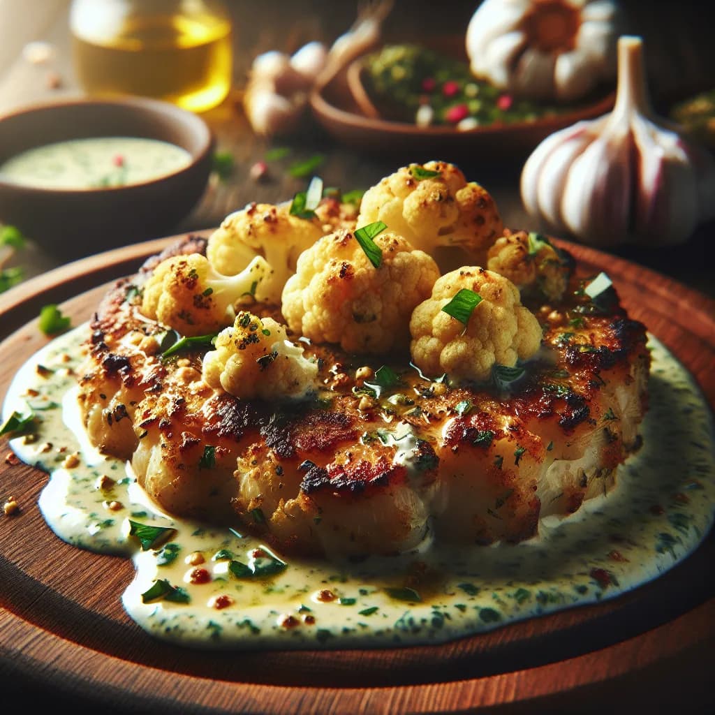 Steak de chou-fleur au beurre d'ail et herbes