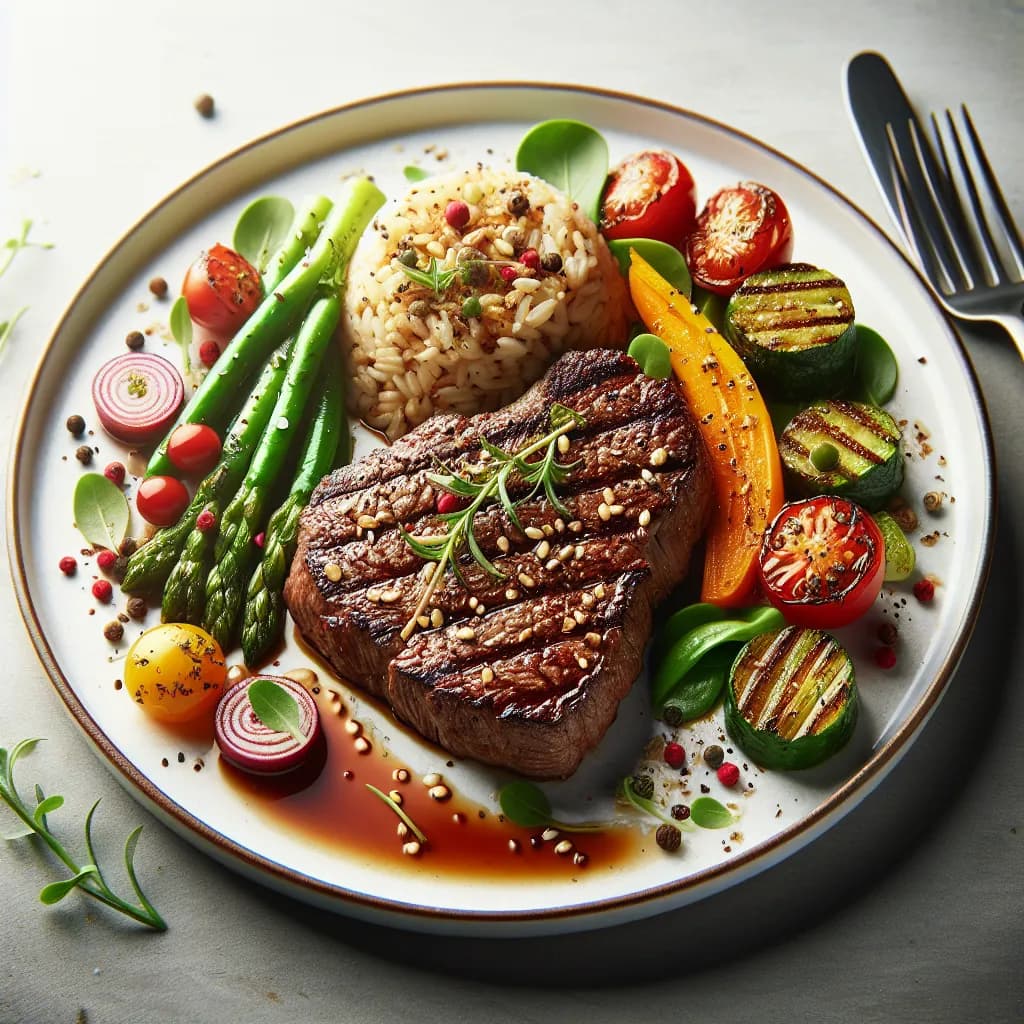 Steak et Riz Complet aux Légumes