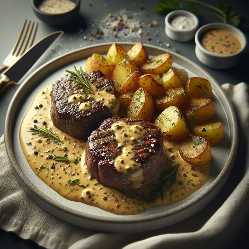 Steaks Hachés à la Crème Fraîche et Pommes de Terre Sautées