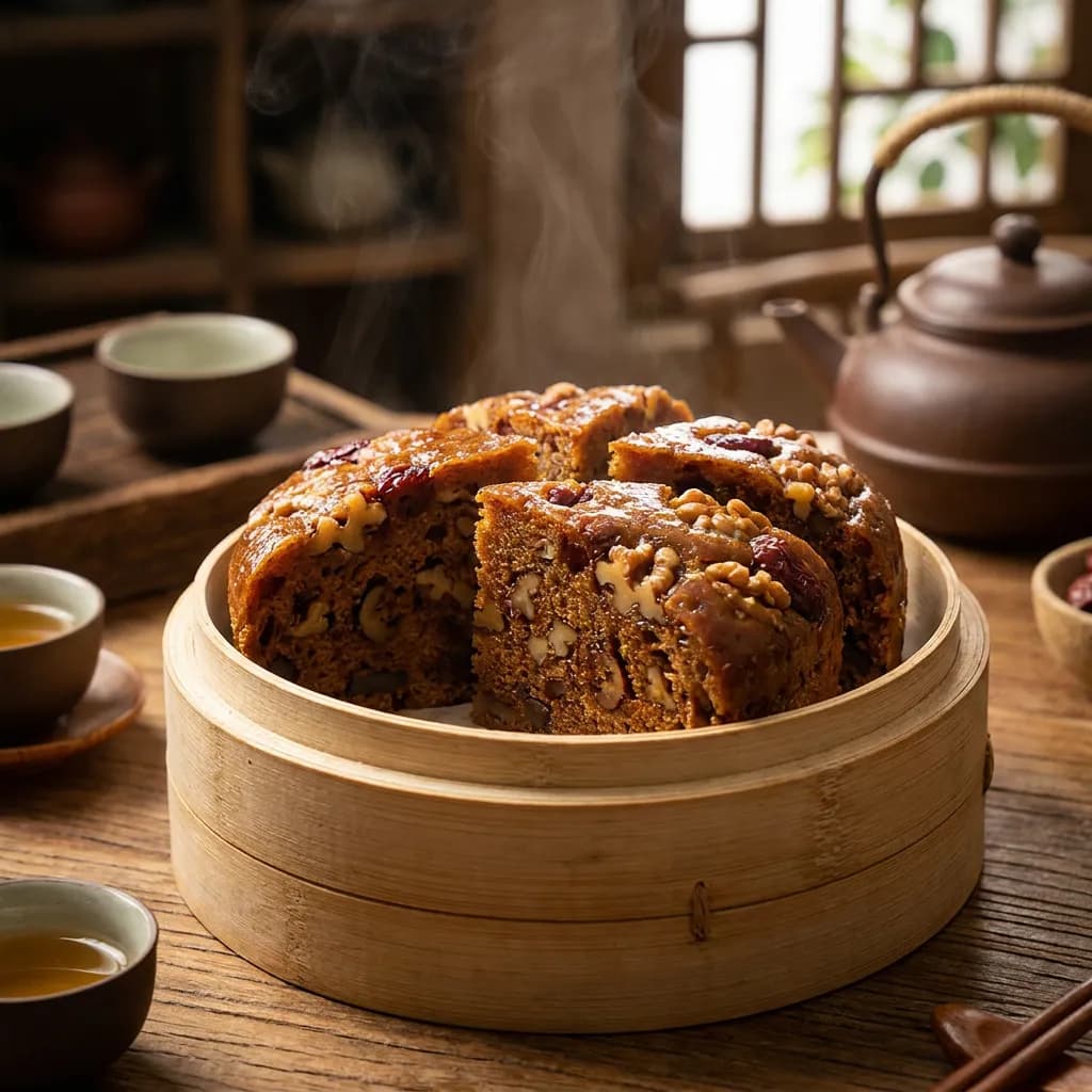 Steamed Red Date and Walnut Cake