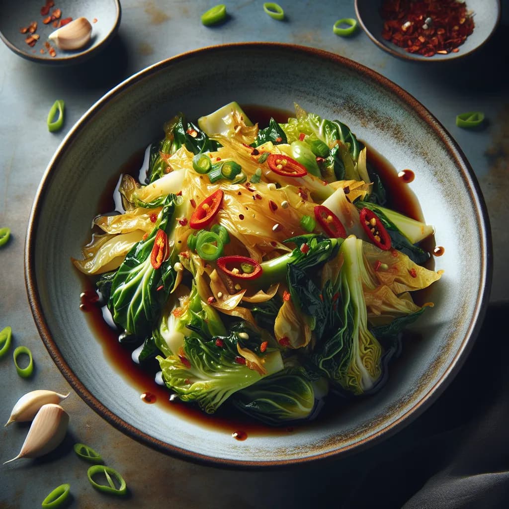 Stir-Fried Cabbage with Garlic and Soy Sauce