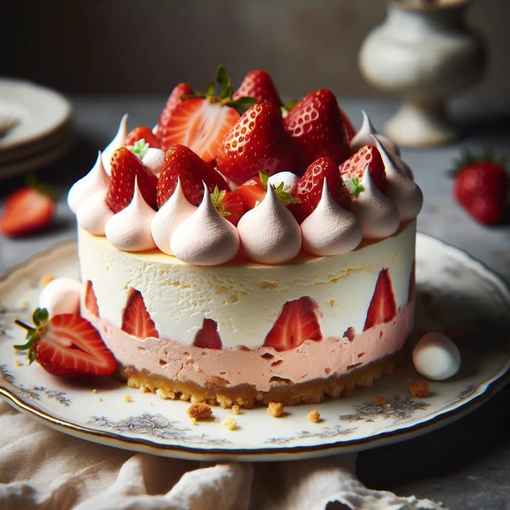 Strawberry Cheesecake with Marshmallow Topping