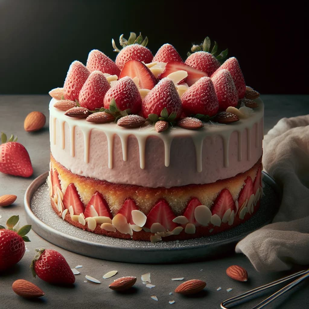 Strawberry Coconut Almond Cake