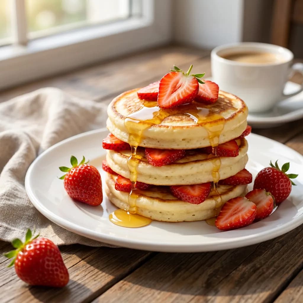 Strawberry Cottage Cheese Pancakes
