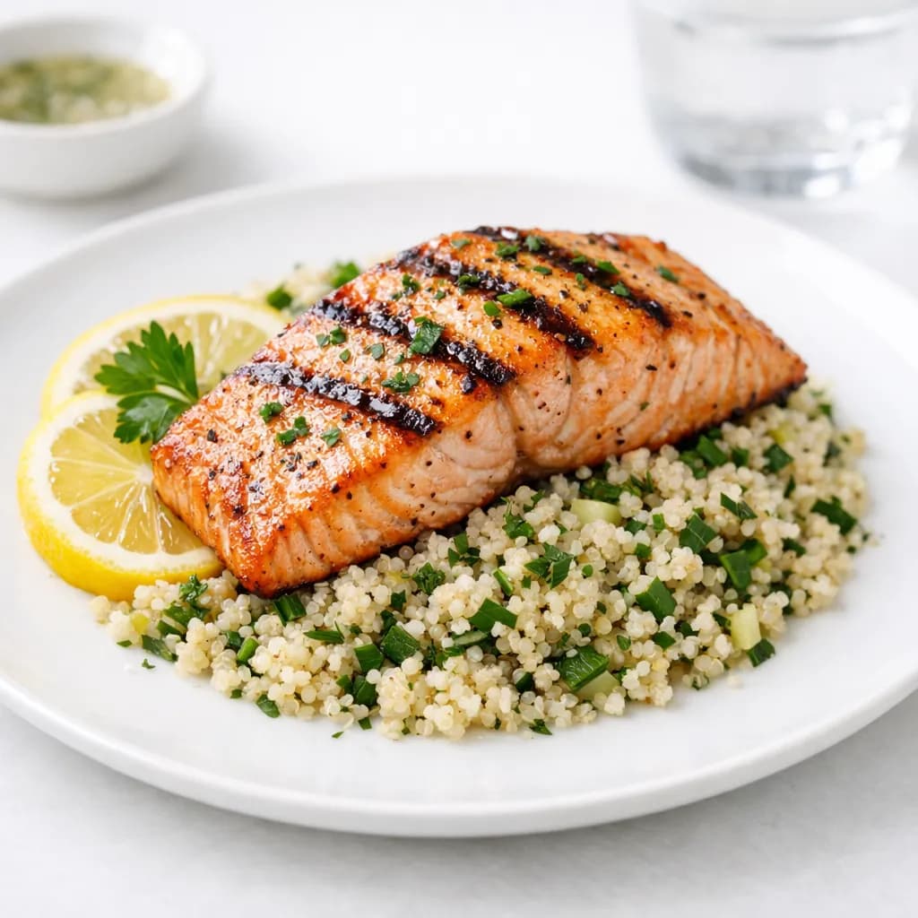 Stripling House Grilled Salmon with Herbed Quinoa
