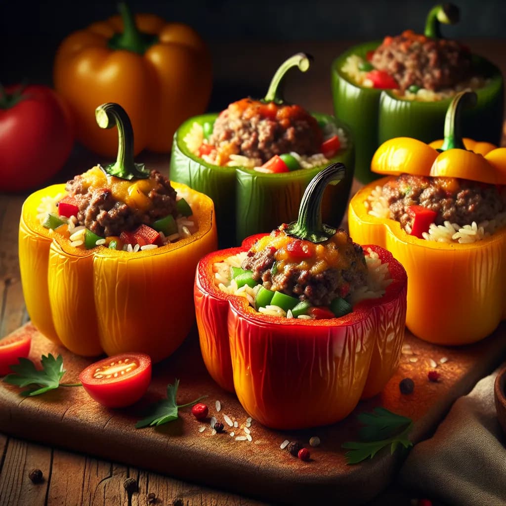 Stuffed Bell Peppers with Hamburger