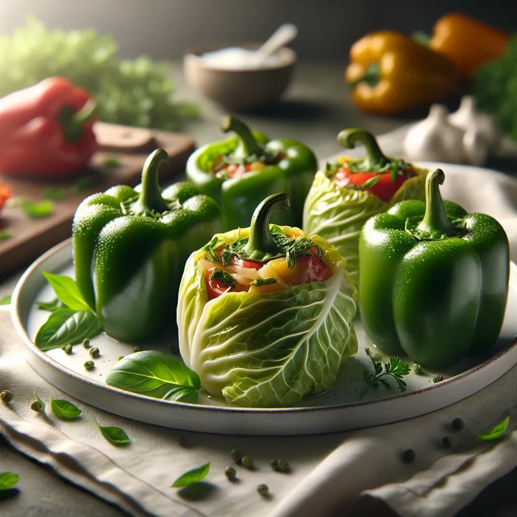 Stuffed Peppers with Cabbage Wrap