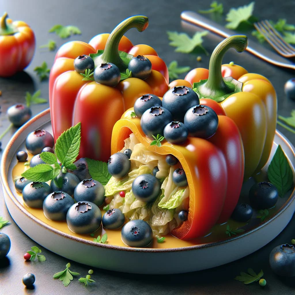 Stuffed Peppers with Cabbage and Blueberries